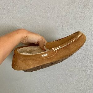 Womens Moccasins Slippers Size 8 Tan Brown Casual Comfy Fleece Soft Faux Fur